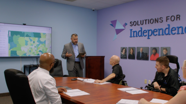 Dave presenting the GIS mapping solution at Solutions for Independence NC